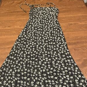 Spaghetti Strap black flowered dress
